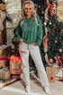 Corded Rib Outline MERRY Letter Drop Shoulder Crewneck Long Sleeve Top